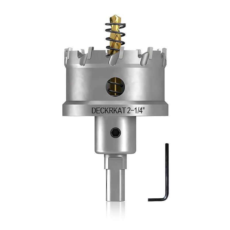 DECKRKAT 2-1/4" TCT Hole Saws for Hard Metal, Heavy Duty 57mm Tungsten Carbide Tipped Hole Cutters Set with Spring-Loaded Pilot Drill Bits for Stainless Steel, Metal, Iron, and Plastic. - Image 1